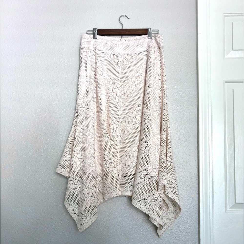 JohnPaulRichard Asymmetrical Cream Lace Skirt